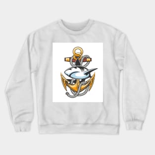 Ship Anchor with Ropres and Big Shark Crewneck Sweatshirt